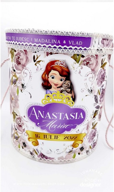 Trusou botez mov cu printese si flori Printesa Sofia 4
